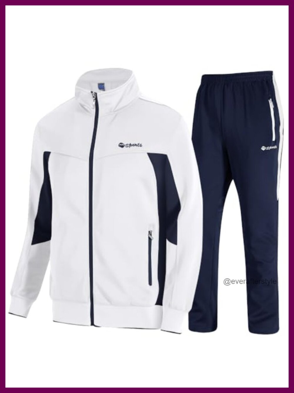 Men's Polyester Blend 2-Piece Tracksuit Full Zip Jacket Jogger Pants